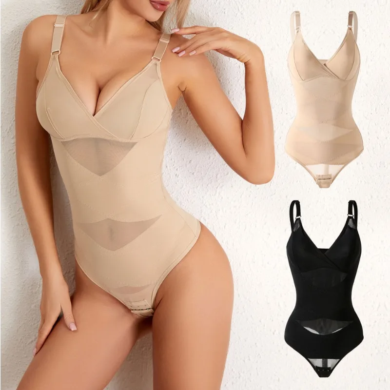 

cinched waist, lifting hips, mesh fabric shaping garment, large-sized one-piece, gathering and chest-lifting shaping garment