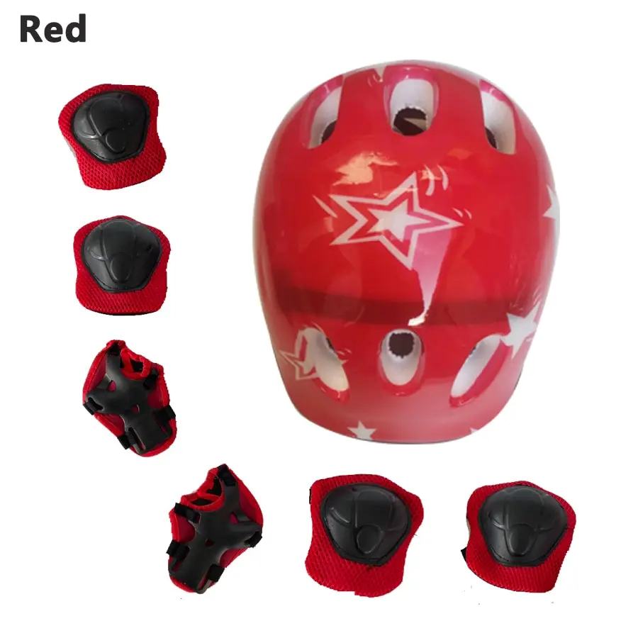 7-Piece Children\'s Helmet And Elbow Protector Set, Roller Skating, Skiing, Youth Cycling Sports Knee Pads, Helmet Protector Set