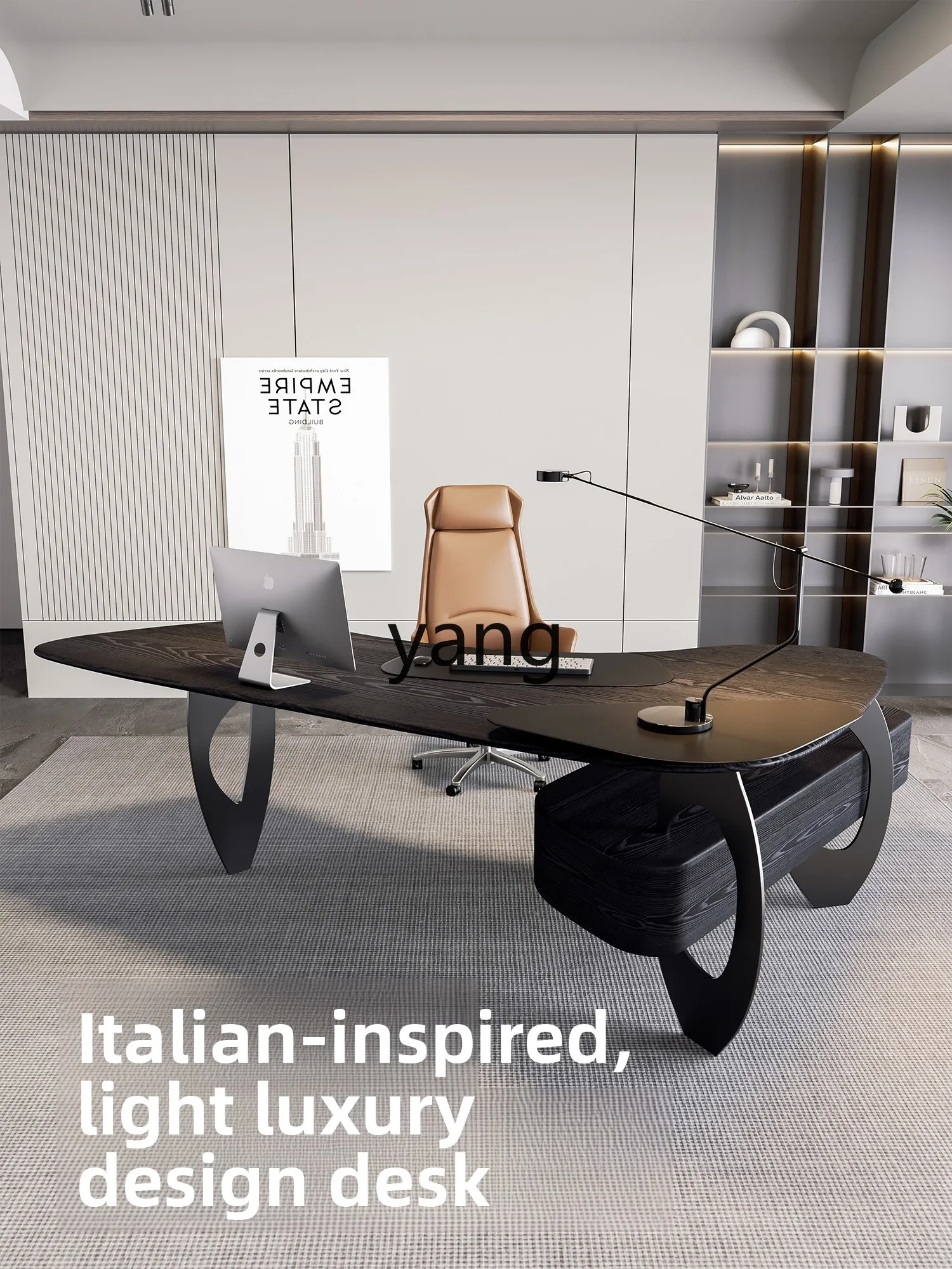 

LMM modern simple special-shaped solid wood desk, study desk, light luxury workbench