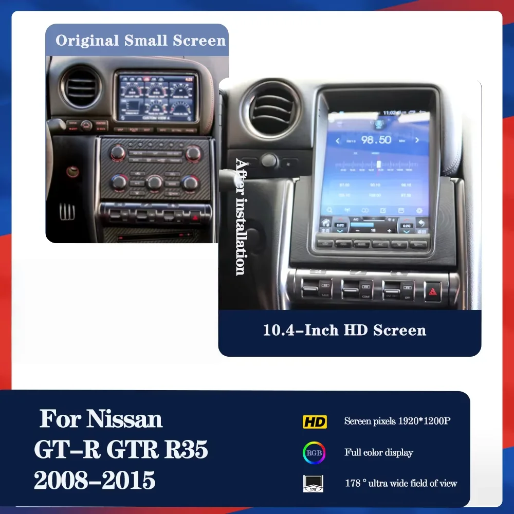 Android 14 Car Radio For Nissan GTR GT-R 2011-2017 Wireless Carplay Multimedia Player Auto GPS Navigation Car Accessories