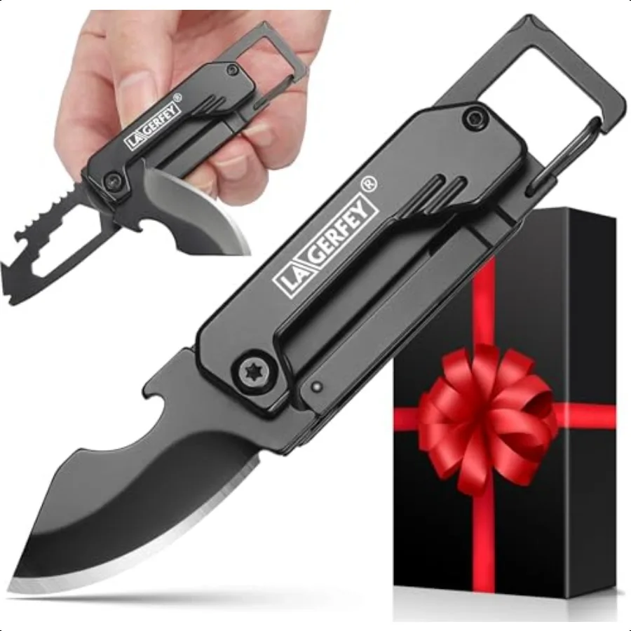 Zakmes Cadeaus voor mannen Sleutelhanger Multitool Box Cutter met 1,8 inch mes Kleine zakmessen voor dagelijks dragen Kous St