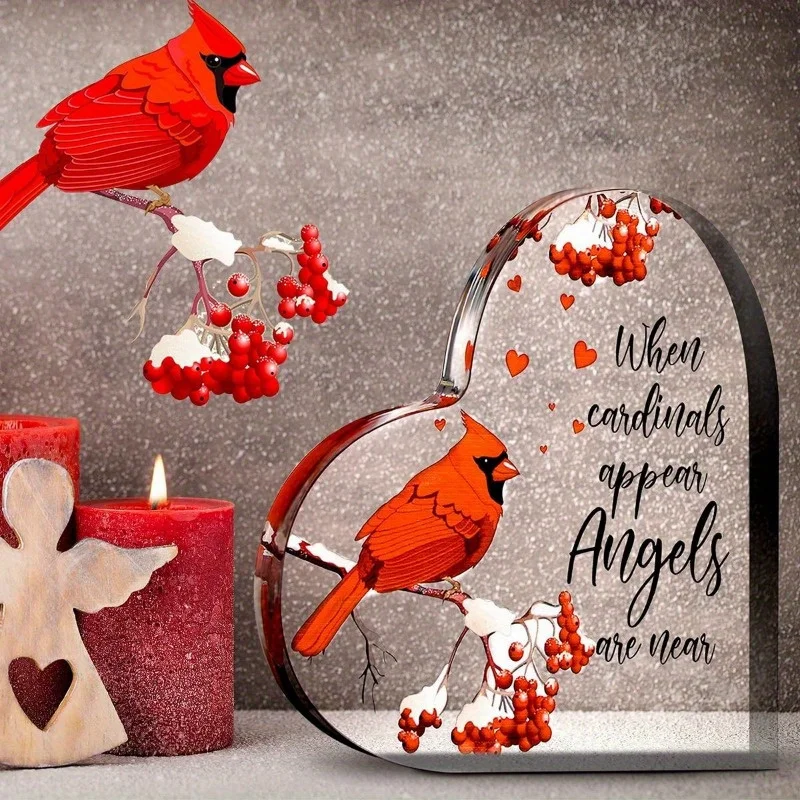جديد وصول هدية الكاردينال التذكارية التعاطف ديكور محور الاكريليك الكاردينال تمثال لعيد الميلاد هدية تذكارية #5