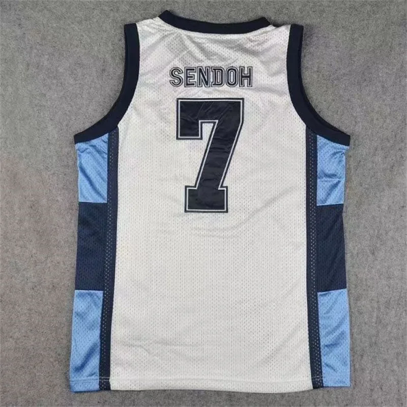 

Anime Shohoku Ling Nan South High School Basketball Team Sendoh Akira White Blue Jersey Shirt Sports Wear Uniform Jersey Cosplay