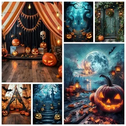 Halloween Backdrop Custom Tombstone Castle Pumpkin Moon Family party Decoration Banner Photo Studio Props Photography Background