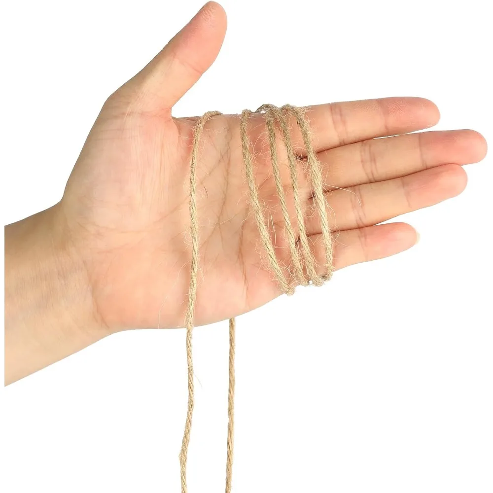 Natural Jute Twine String 656 Feet 2mm - Ideal for Crafts, Gift Wrapping, and Home Decor