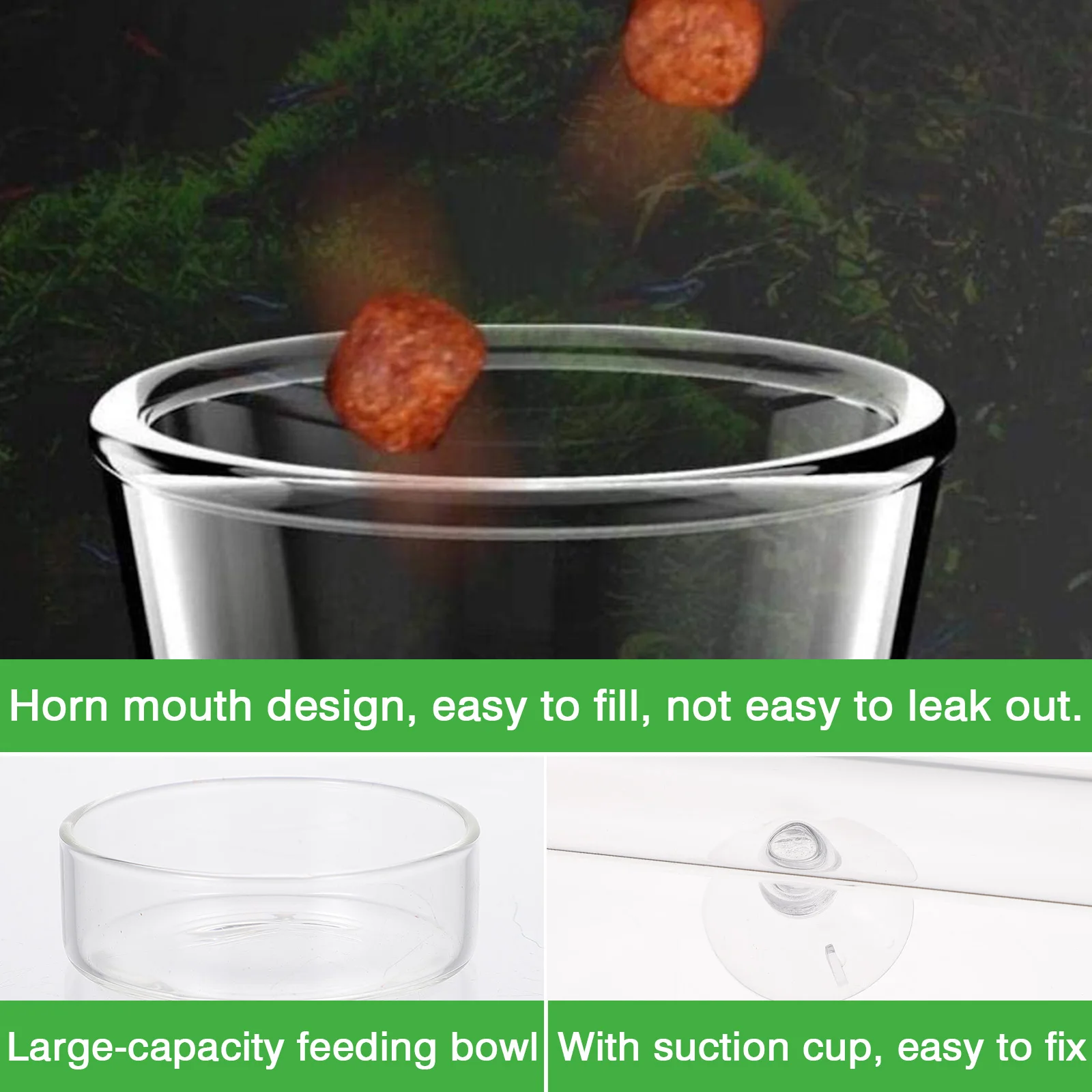 

1 Set Tube Fish Tank Crystal Tray Transparent Aquarium Feeder For Shrimp Glass Feeding Container Suction Cup Fixed Feeding Dish