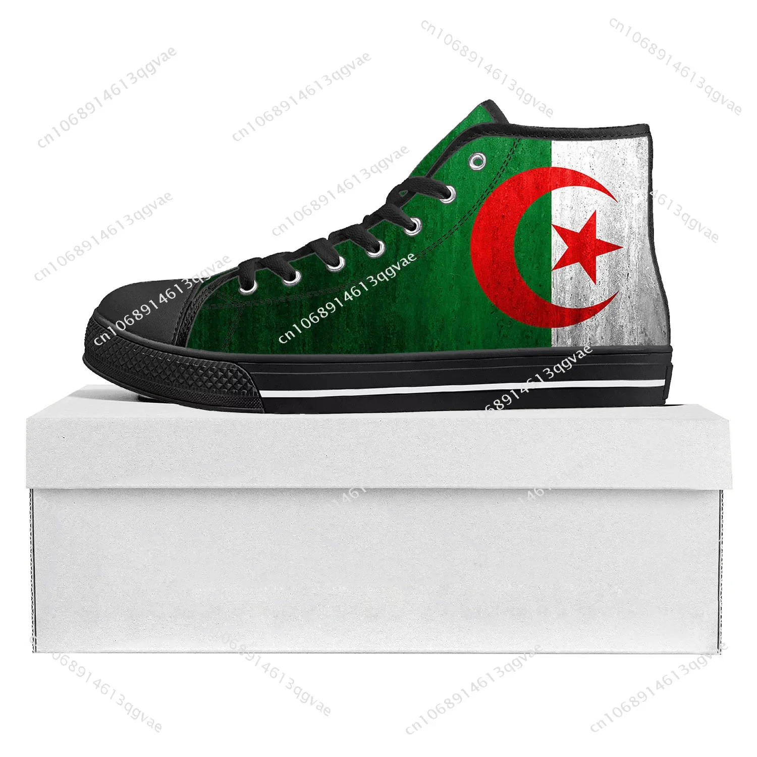 Algerian Flag High Top High Quality Sneakers Mens Womens Teenager Canvas Sneaker Algeria Casual Couple Shoes Custom Shoe Black