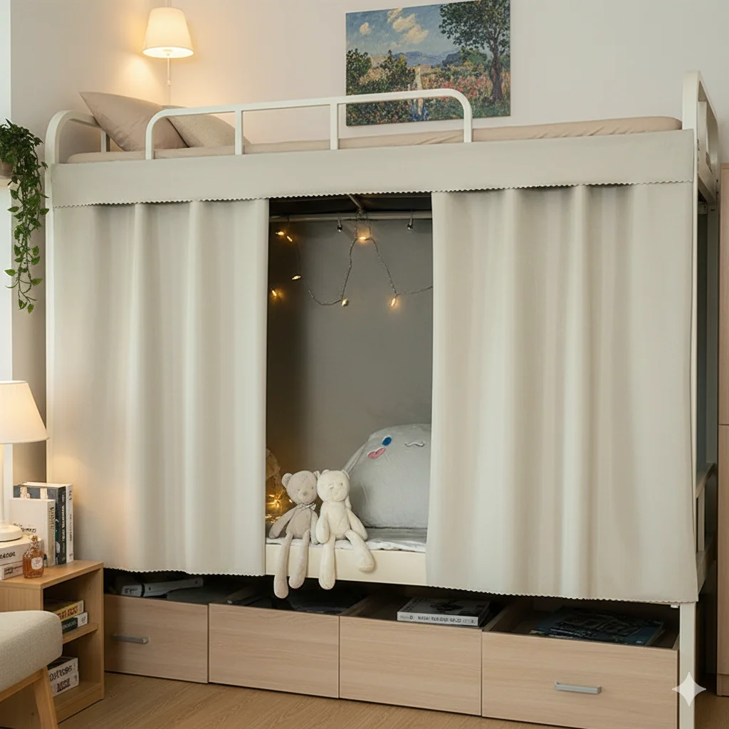 Toldo Decorativo Estilo Creme Francês 100% Blackout para Privacidade, Tecido Livre de Formaldeído para Beliches, Dossel Estético à Prova de Poeira