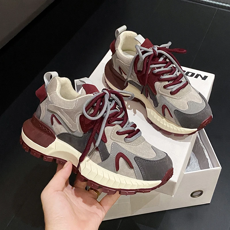 

Роскошные дизайнерские модные кроссовки с цветными блоками, женские повседневные удобные женские туфли на толстой подошве, Zapatillas De Deporte