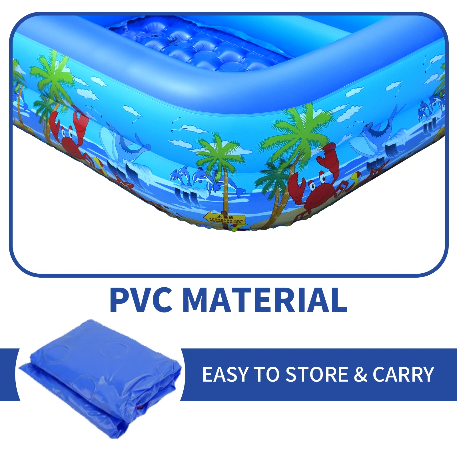 Piscina inflável do poço da bola para crianças, crianças, adultos, explodir a piscina do pvc para o quintal exterior interno da festa da água, azul