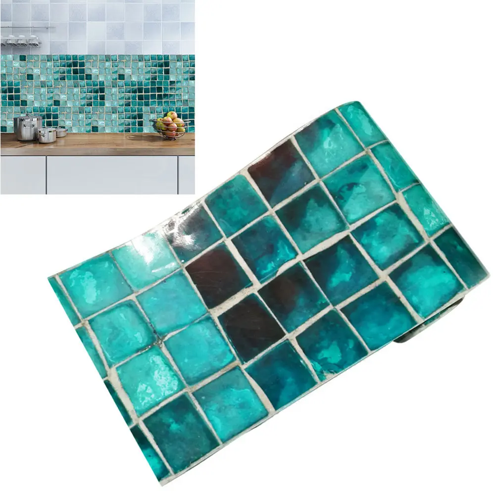 Waterproof Anti-Oil Tile Sticker 500x20cm Self Adhesive PVC Marble Mosaic Kitchen Bathroom Wall Decor Removable Easy to Clean