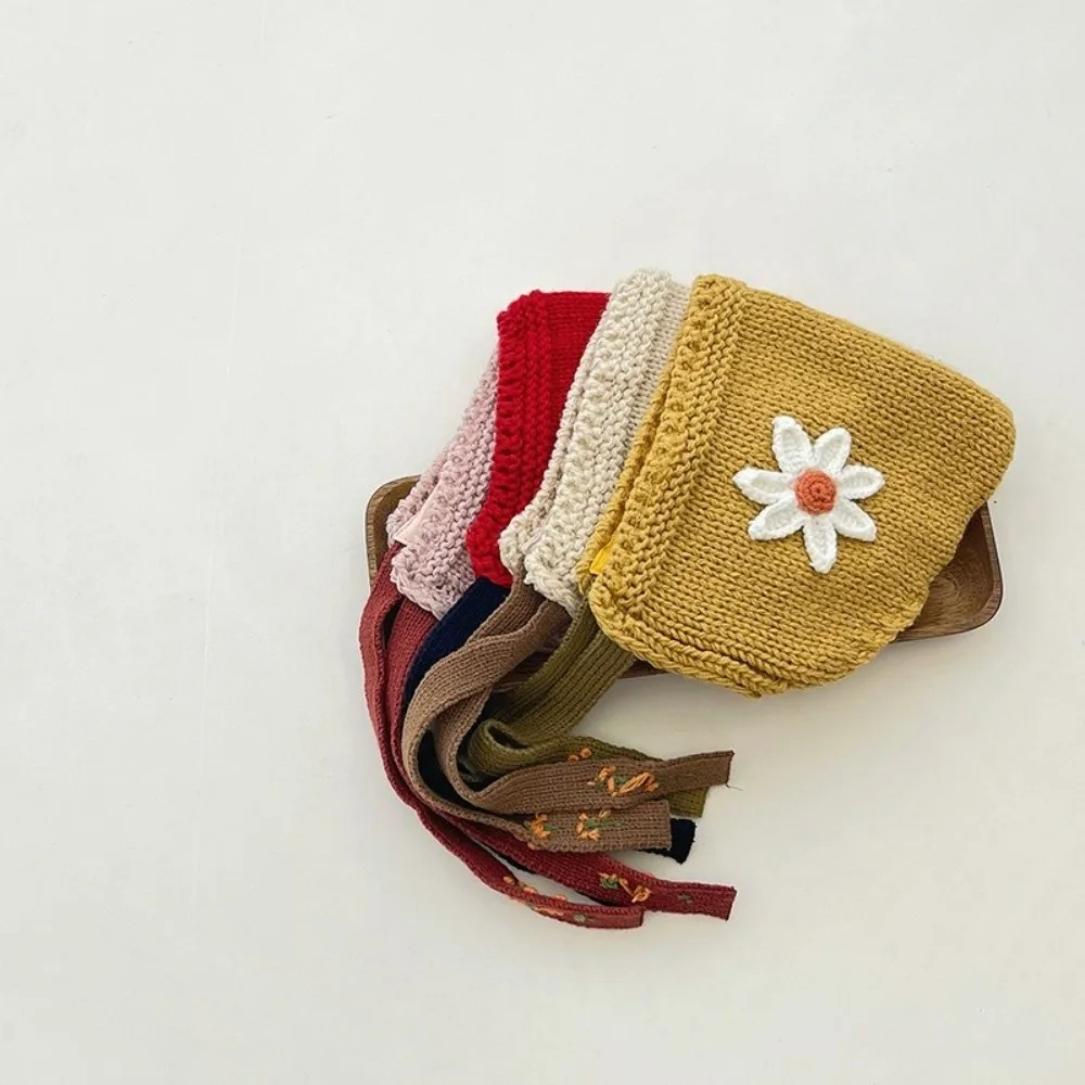 

Cute Flower Ear Protection Hat Liner Velvet Warm Knit Pullover Cap Knit Wool Bonnet 1-4Year Boy Girl