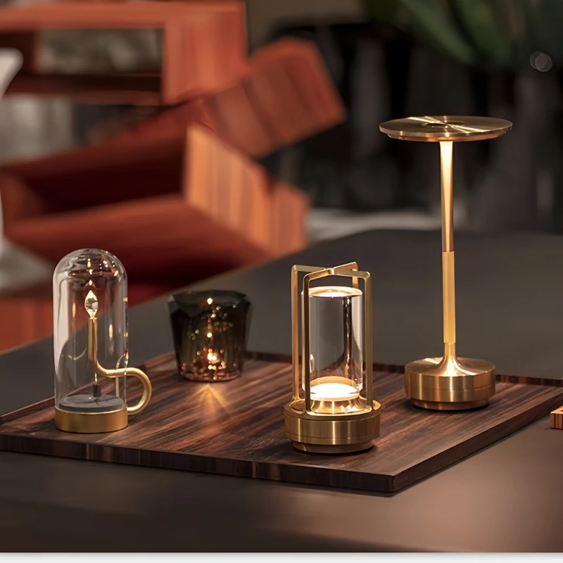 

High-Grade LED Bedside Lamp, Luxury Style Rechargeable Night Light, Ambient Lighting for Home & Bar