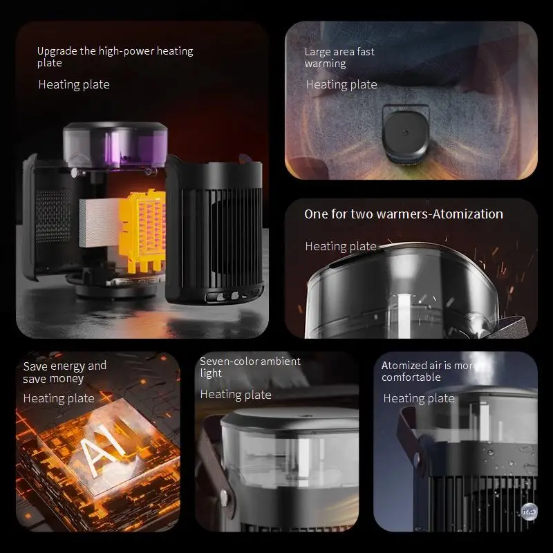 Venda quente aquecedor de espaço pessoal interno de inverno com ventilador de aquecimento ptc portátil e plugue da ue proteção contra superaquecimento segurança garantida