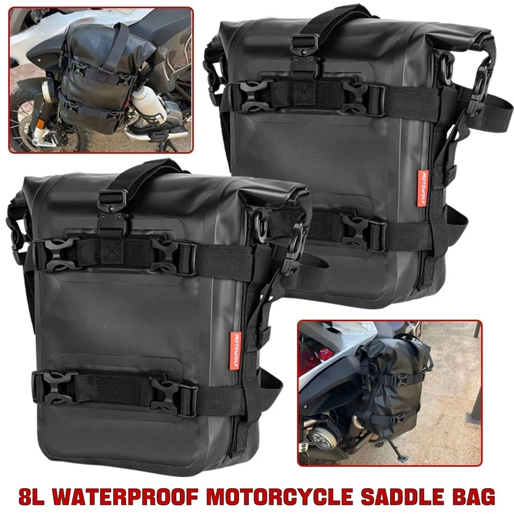 Schwarz Motorrad Tasche Crash Bars Stoßstange Tasche Multifunktionale Wasserdichte Lagerung Werkzeuge Pack Reit Ausrüstung Paket Für BMW HONDA