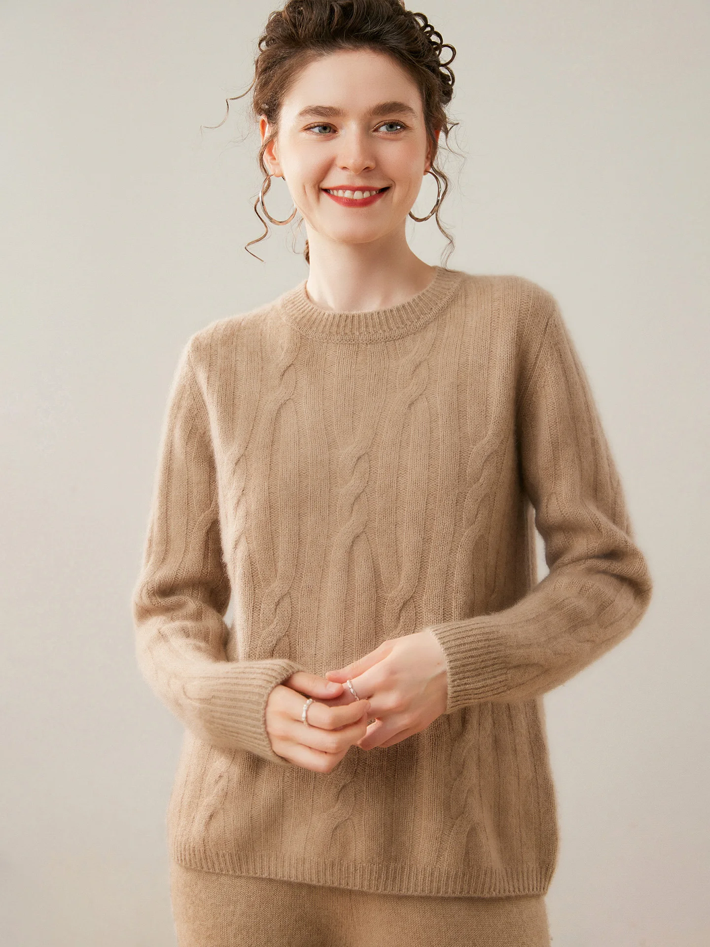 New Style Autumn Winter Soft Thick Warm High Elastic Pullover Sweater O-neck Cable Knit Woman 100% Cashmere Sweater Fashion Tops