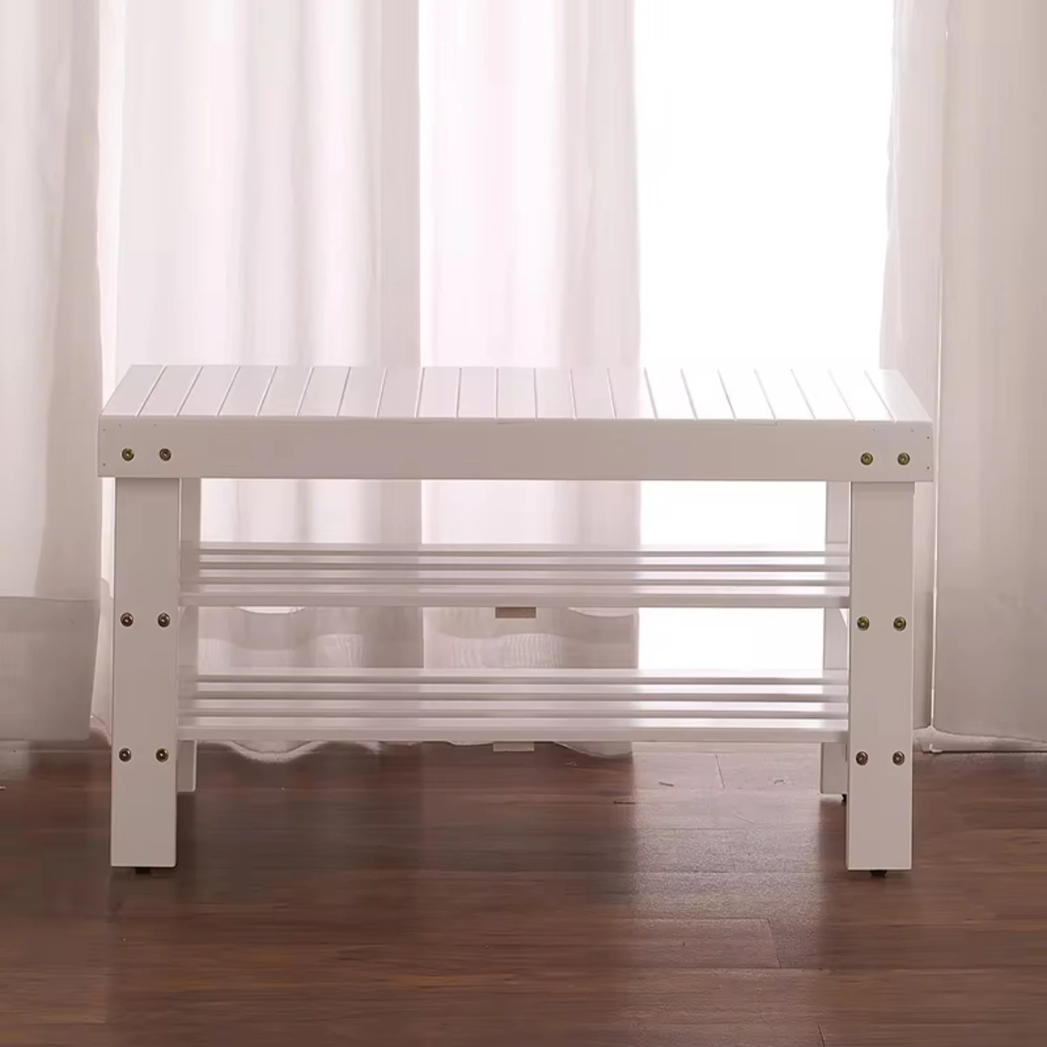 

Pina Quality Solid Wood Shoe Bench, White Finish On-Site