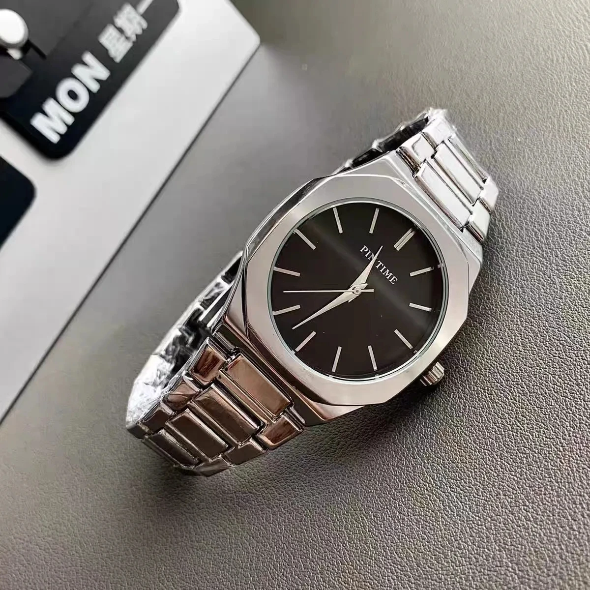 Роскошные уникальные мужские часы из легированной стали и кварцевые часы с простым линейным циферблатом, деловые мужские часы для вечеринок, модные мужские часы