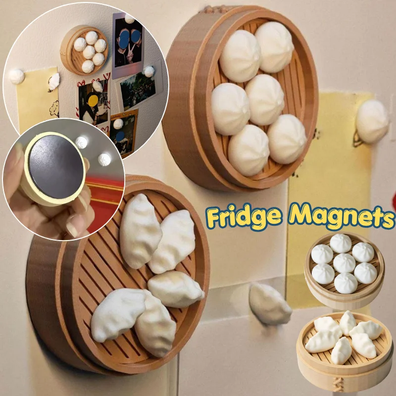 Mini aimant de réfrigérateur créatif en forme de boulette de soupe 3D simulée, autocollant magnétique pour réfrigérateur, décoration de cuisine et de maison