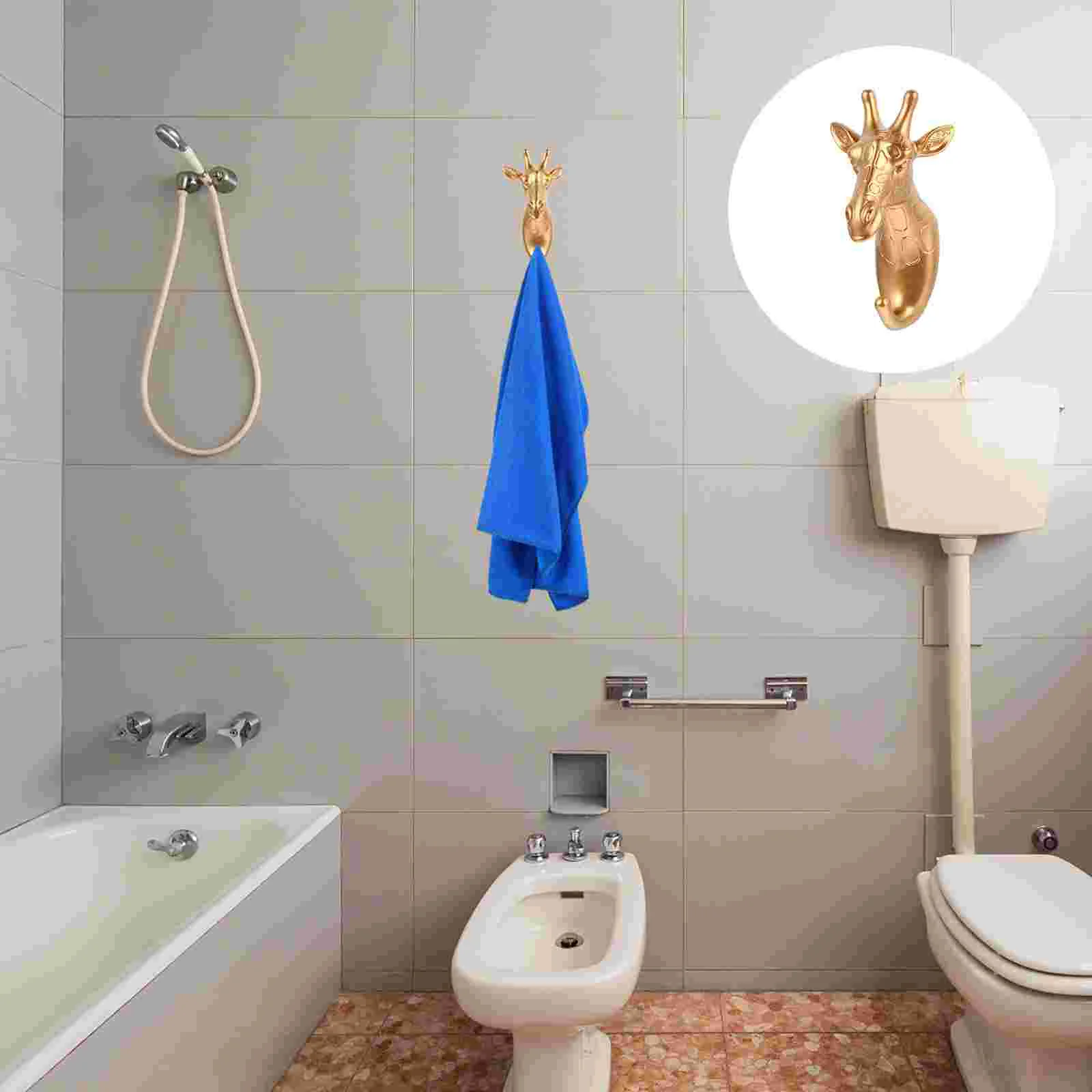 

Hat Wall Hanger Giraffe Coat Hook Retro Decor Furnishing Articles Head Hooks Golden Environmental Resin Unique Hangers