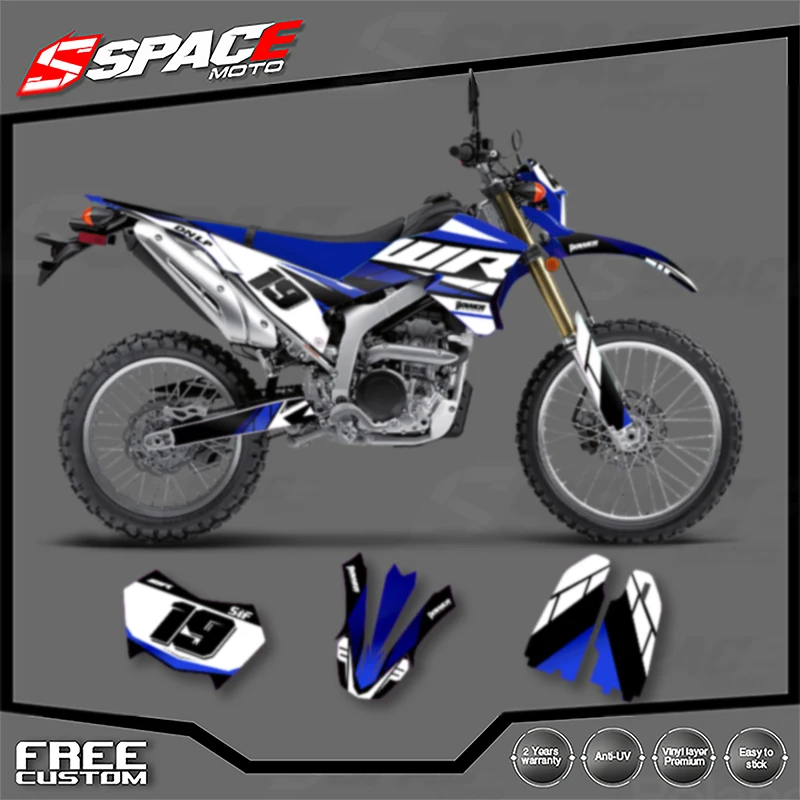 الفضاء مخصص للدراجات النارية الرسومات خلفية مائي لياماها WR250R 2008 2009 2010 2011 2012 2013-2020 الشارات ملصقات أطقم 008