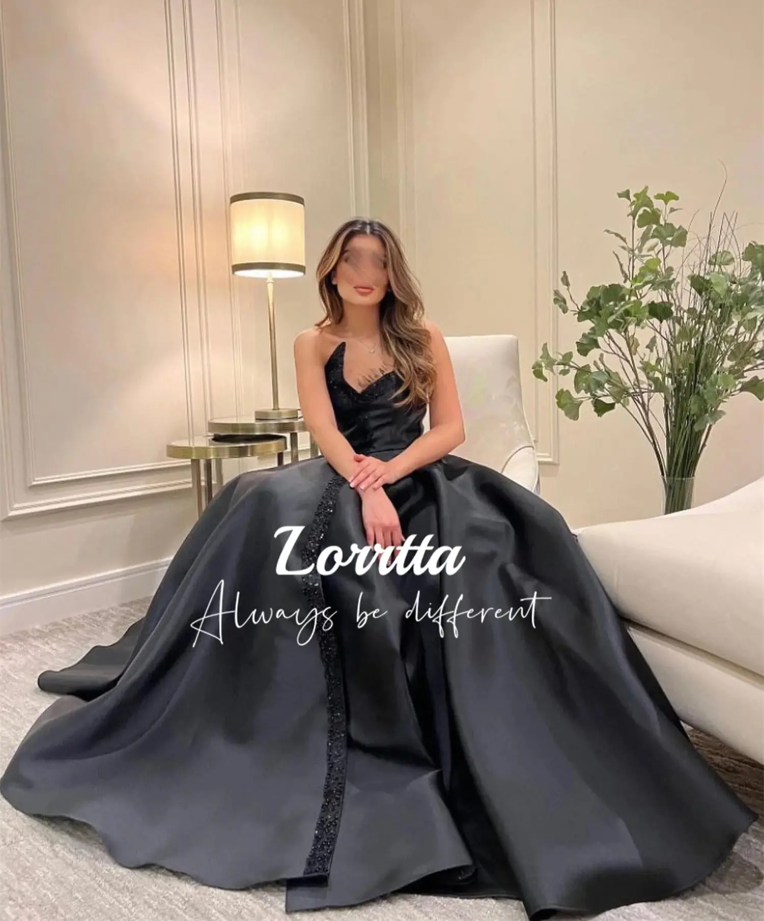 Lorrtta vestido de noche sin tirantes plisado con cuentas sin mangas, vestido de baile elegante, vestidos de fiesta de lujo para eventos especiales, vestido de Gala de satén