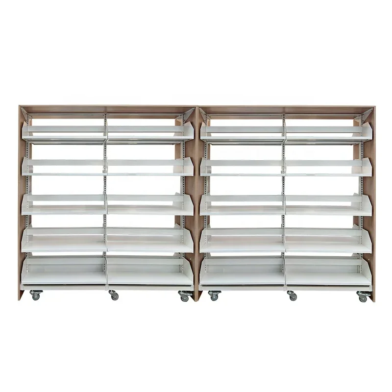 

Bookcase Heavy Duty Single Sided Metal Library Bookshelf Wooden Bookcase