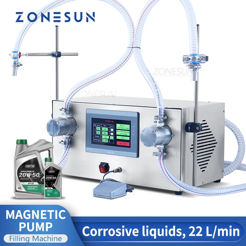 

ZONESUN ZS-G25A2 High Flow Rate 22L Magnetic Pump Liquid Filling Machine Corrosive Fluids Barrel Detergent Bottle Filler