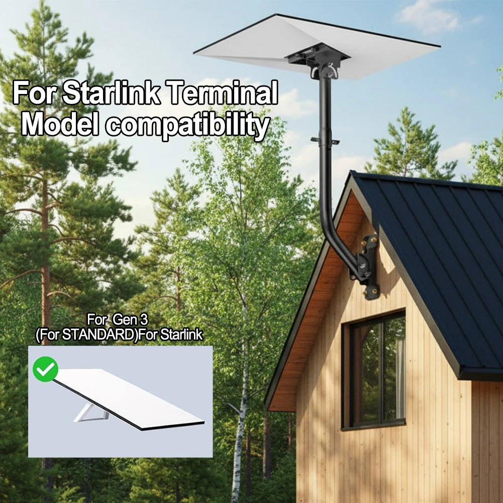 

For Starlink Gen3 Roof Mounting Plate Metal Wall Mount 360° Adjustable Extended Metal Bend Base Bracket Fits Wood & Concrete
