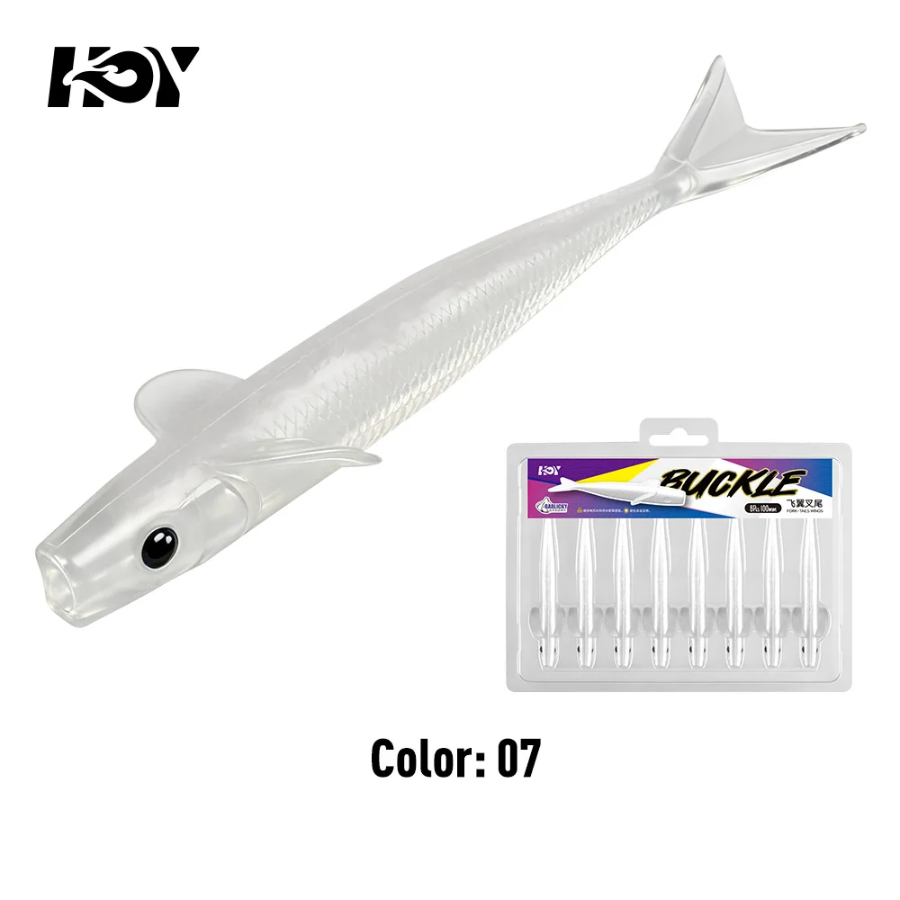 Kingdom Sinking Buckle Wings Soft Lure 100mm 4.2g Drop Shot Rig Soft Swimbait Split Tail für Bass, Forelle, Hecht, Zander, Pesca