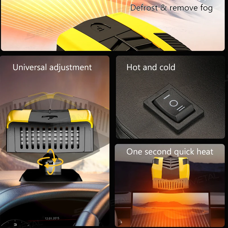 BLALION سخان سيارة 12 فولت مزيل ضباب الزجاج الأمامي ومزيل الصقيع 360 ° مروحة تبريد قابلة للدوران للتدفئة/التبريد، سخان إزالة الضباب التلقائي #5