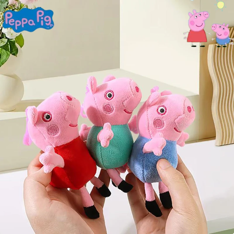 Peppa خنزير أنيمي الشكل لعبة قلادة Peppa جورج بابا خنزير عروسة كارتون سلاسل المفاتيح كيرينغ حلية حقيبة اكسسوارات هدايا للأطفال