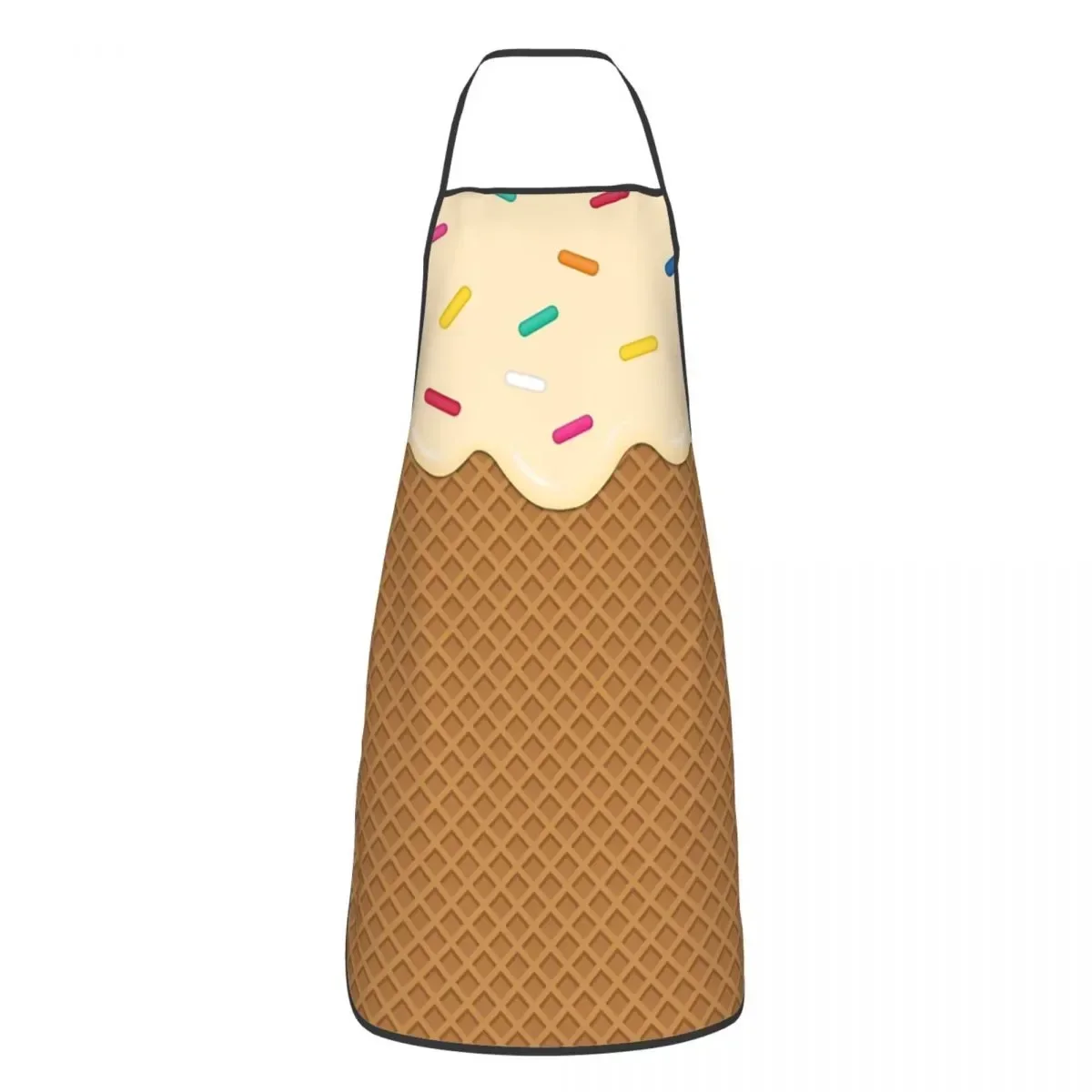 Sprinkles Melting Ice Cream Apron Women Men Funny Waffle Pattern Adult Unisex Kitchen Chef Bib Tablier Cuisine Cooking Baking