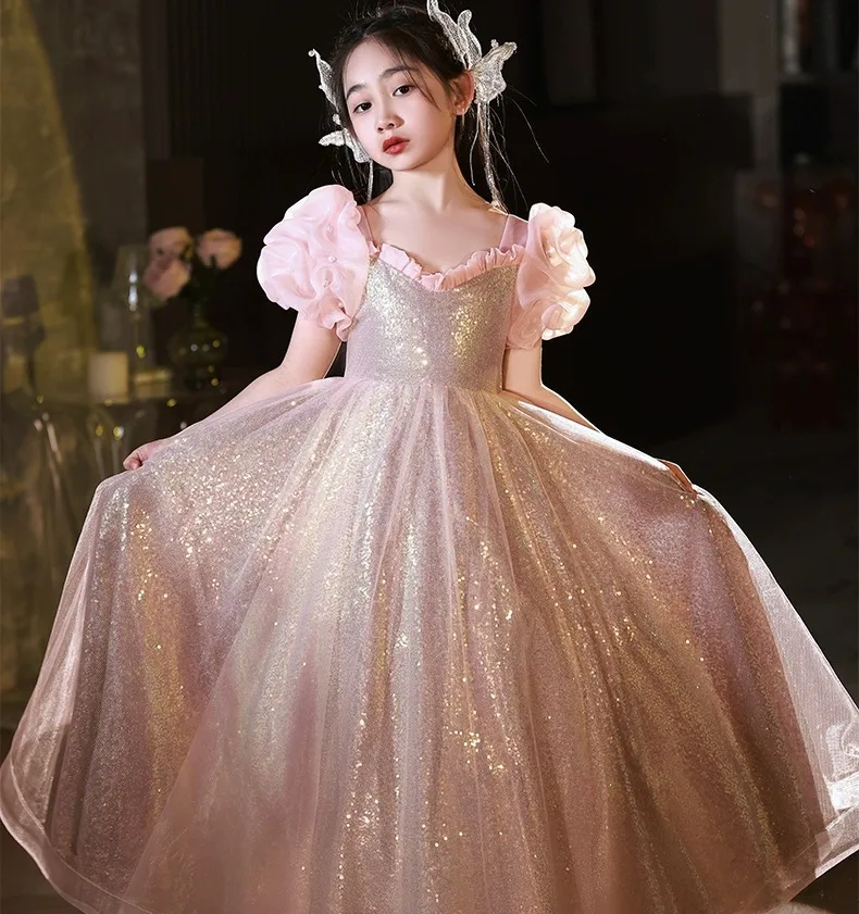 High End Princess Dresses For Girls Birthday Party Fashion Voile Dress School Prom Children Host Classic Elegant Costumes