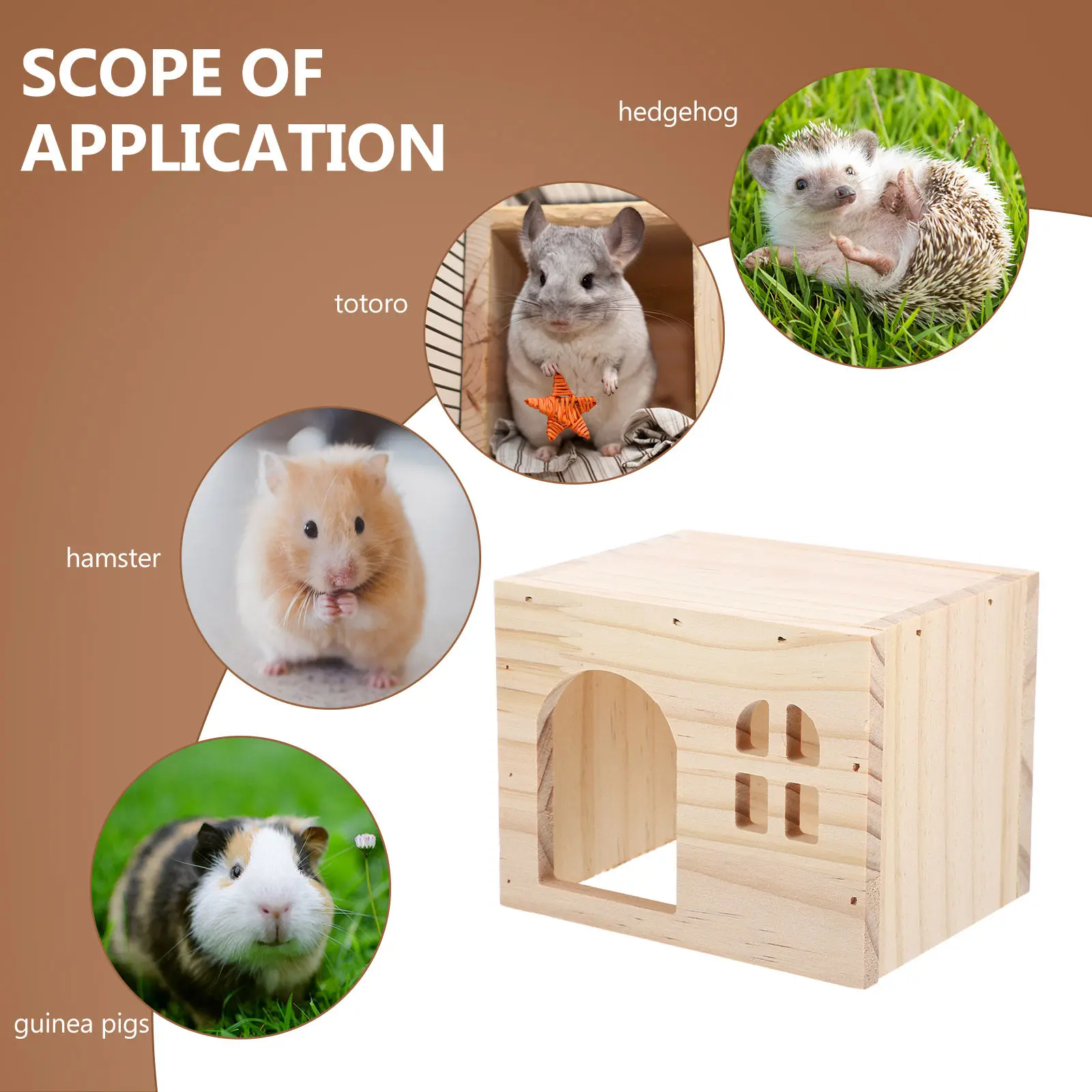 Guinea Pig Hideout House Multi-Chamber Durable Wooden Small Animal Hut Resting House Hamster Rat Cage Supplies Hideout
