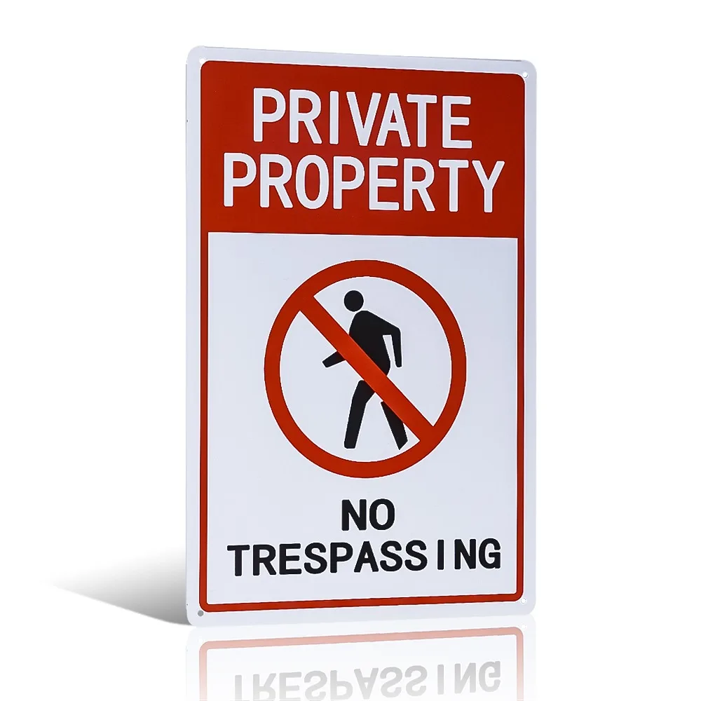 Pack Private Property No Trespassing Sign 12 x 8 Inches UV Protected Metal Sign