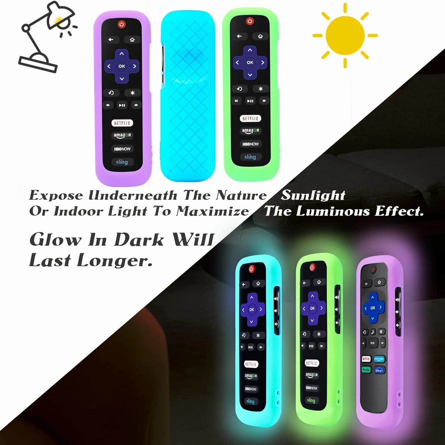 3PCS Silcone Remote Control Cover for Roku TV Express 4K+ HD Streaming Stick 4K Premiere Soundbar Streambar LE SE Remote