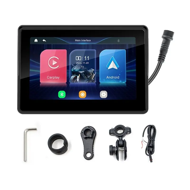 Motorcycle 5Inch Waterproof Navigation Screen Bluetooth Wireless Carplay Android Auto MP5 Player Portable Screen-T48C