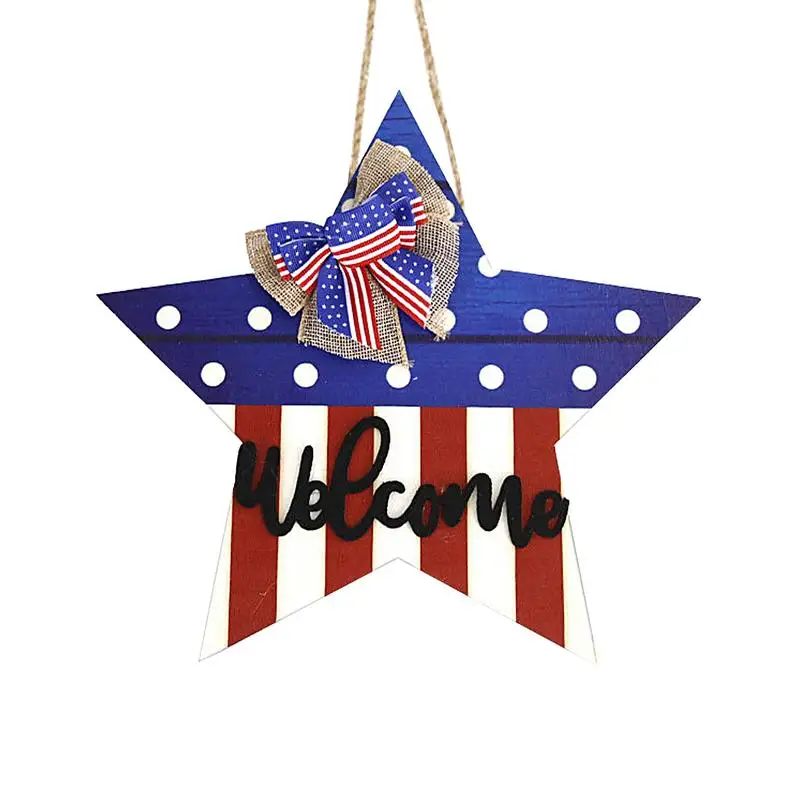 4th Of July Door Sign Independence Day Welcome Sign Independence Day Door Sign With Cute Bow Outdoor Outside Porch Decor