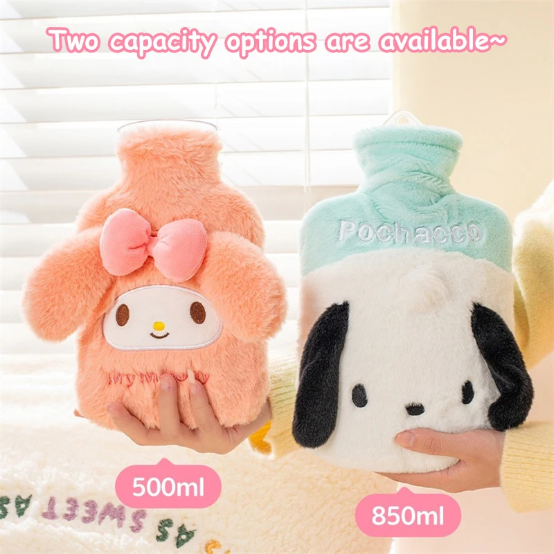 Sanrio Cinnamoroll Plush Hot Water Bottle Kuromi My Melody Reusable Hand Warmer Heat Pack Girls Gifts 500ML 850ML