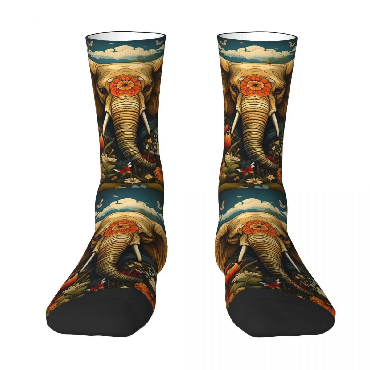 Colorful Wildlife Elephant Socks Shopping 3D Print Boy Mid-calf Sock