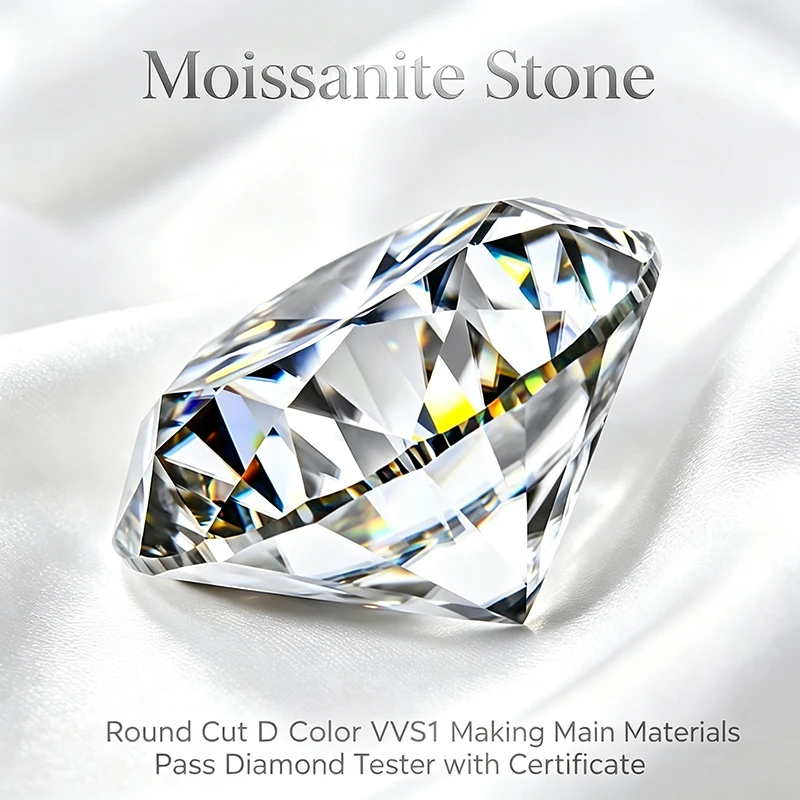 Moissanite Stone Round Cut D Color VVS1 0.1ct-12ct DIY Necklace Earrings Main Materials Pass Diamond Tester with Certificate