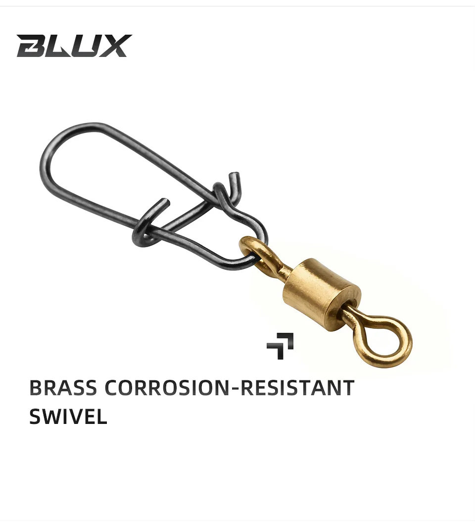 BLUX 50 Stück Lock Snap mit Superline Wirbel Edelstahl-Köderschlaufe Schnellwechsel-Angelklammern Schnelle Geschwindigkeit Anschlussklemme – Detail 3