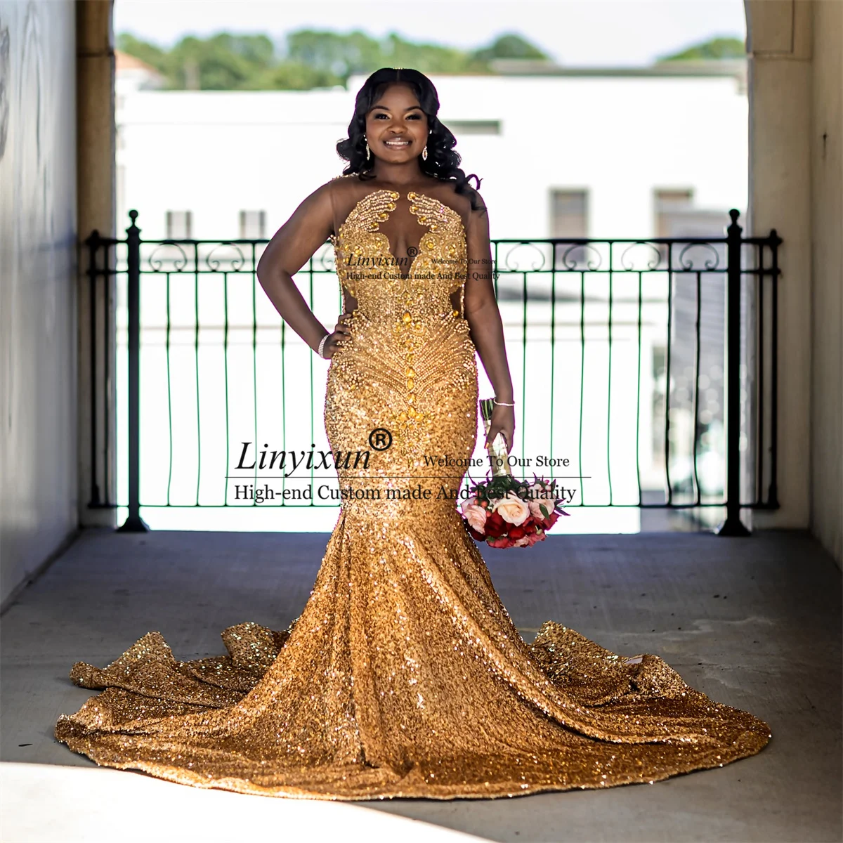 Sparkly Strass Diamanten Galajurken Voor Zwarte Meisjes Aangepaste Avondjurk Glitter Pailletten Zeemeermin Bruiloft Galajurk