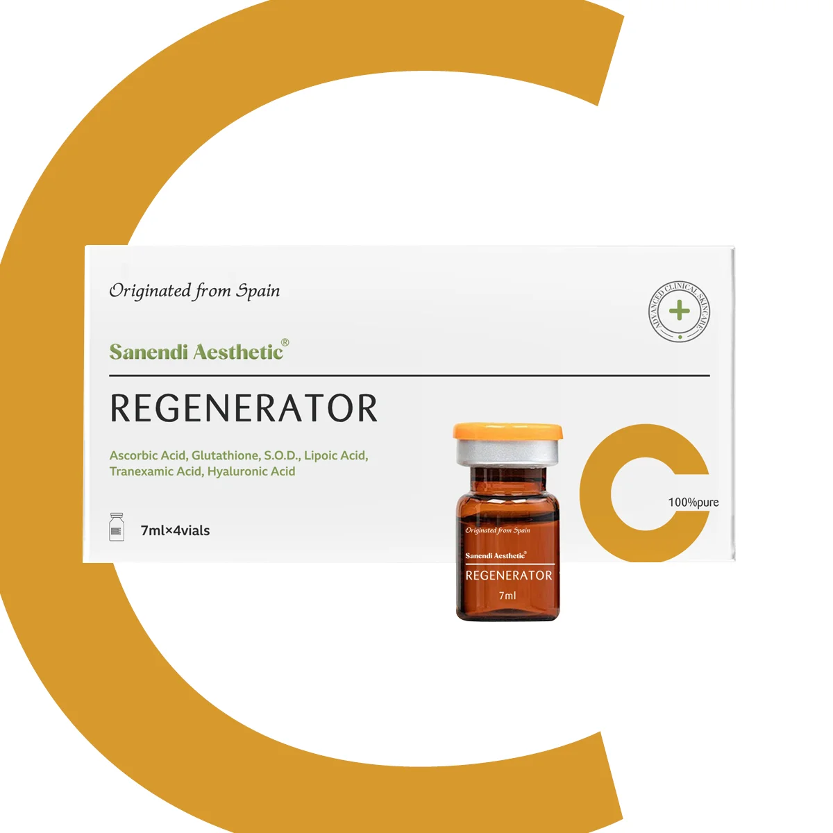 Sanendi clareador facial vitamina C essência glutationa branco puro garrafa redutora de manchas escuras
