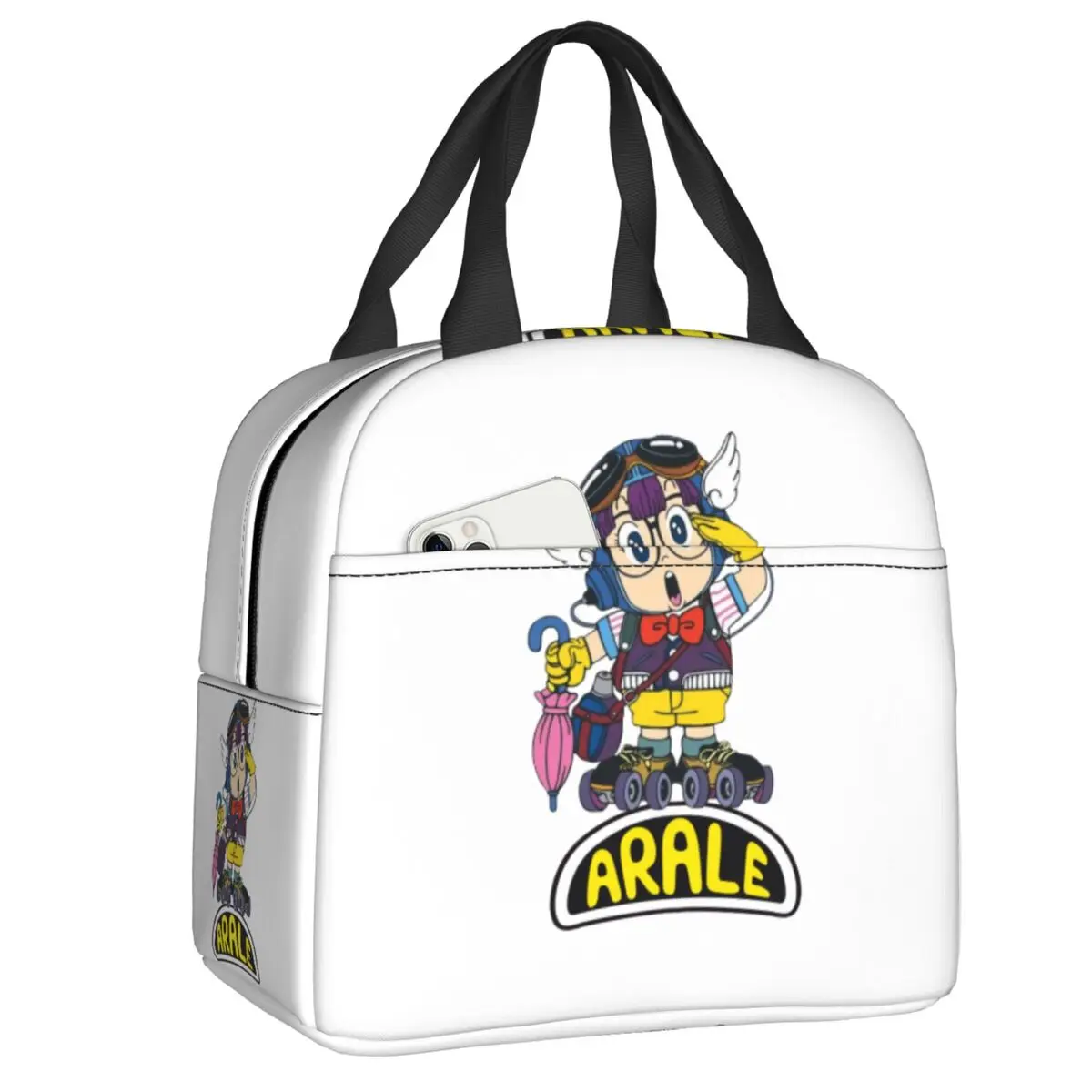 

Custom Arale Norimakis Japanese Dr Slump Lunch Bag Men Women Warm Cooler Insulated Lunch Boxes for Kids School Children