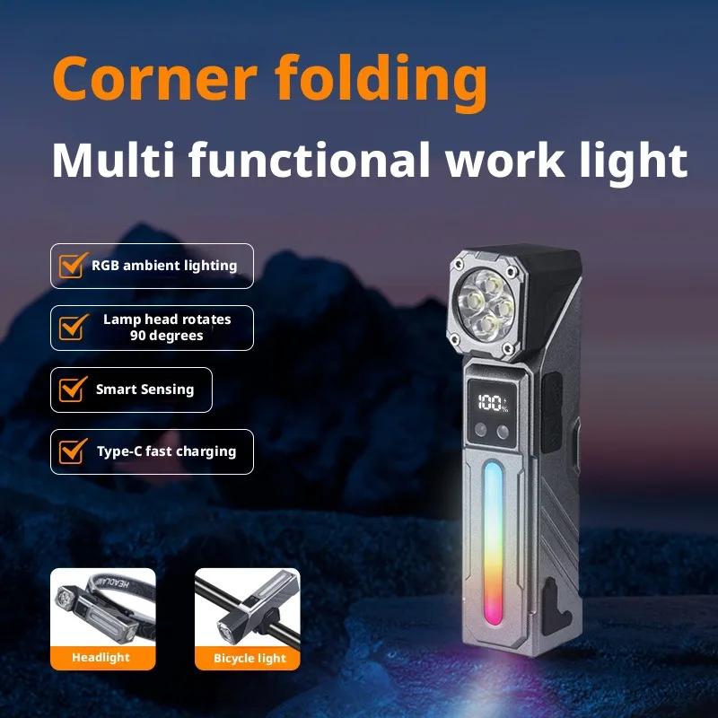Induction Headlight Cob Soft Rubber Outdoor Head Mounted Rechargeable Led Multifunctional Adjustable Angle Work Light Flashligh