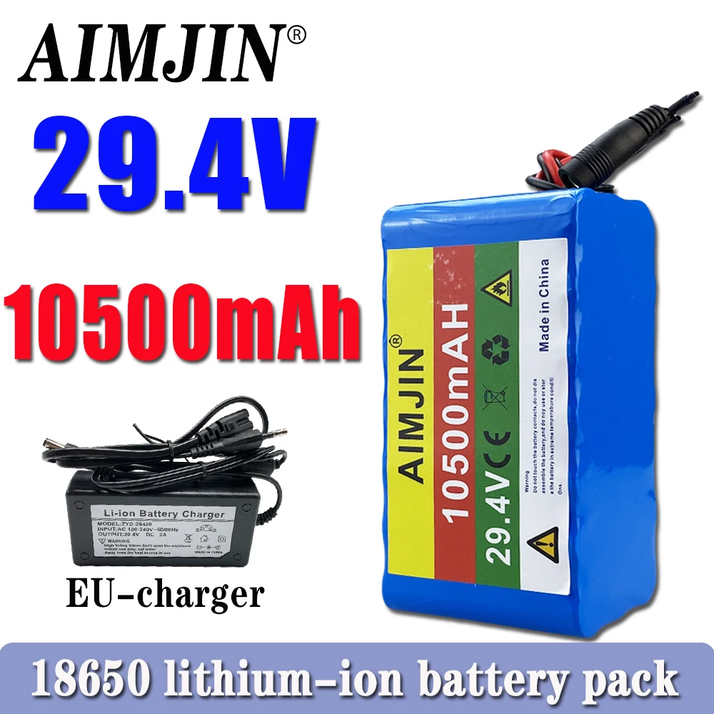 

7S3P 24V 18650 battery pack 10500mAh 29.2V rechargeable lithium-ion battery pack with built-in BMS+29.4V 2A charger