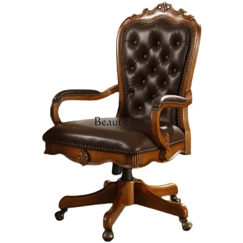 01 كرسي كمبيوتر أمريكي مصنوع بالكامل من الخشب الصلب لرفع كرسي مكتب الرئيس