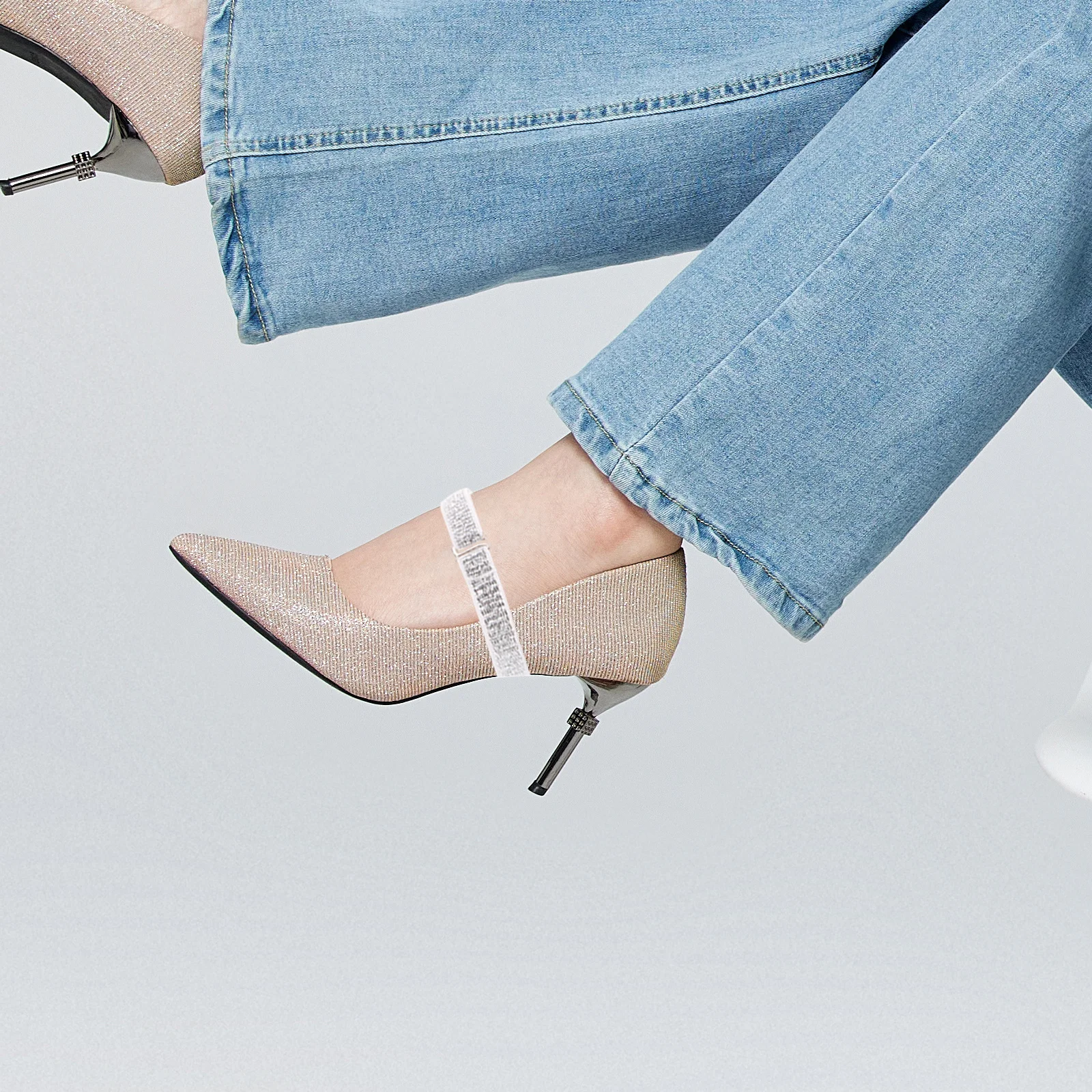 

2pcs Adjustable Shoe Straps For Women Heel Band Replacement Elastic Fastening Small Heel Accessories Daily Use Fixing Solution